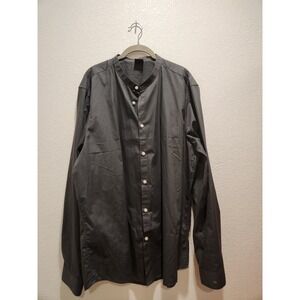 ASOS Black Band Collar Shirt XXL Button Front Minimalist Long Sleeve